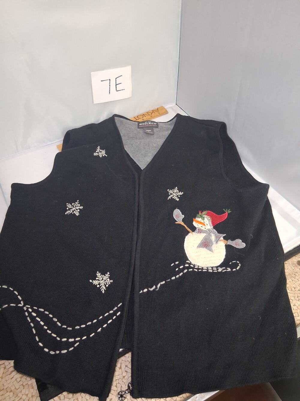 7E Vintage Woolrich Christmas Sweater Vest Snowman Full Zip Large